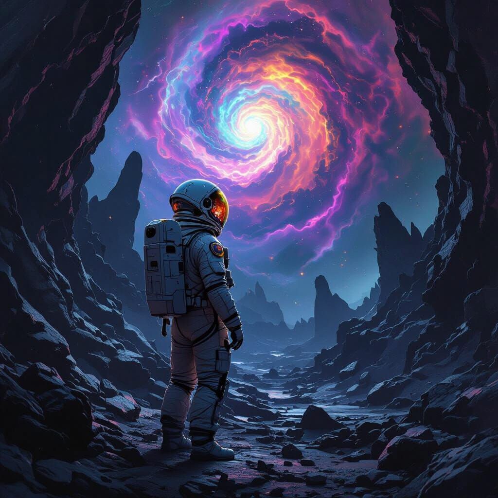 Astronaut on Alien Planet in Cosmic Horror Style
