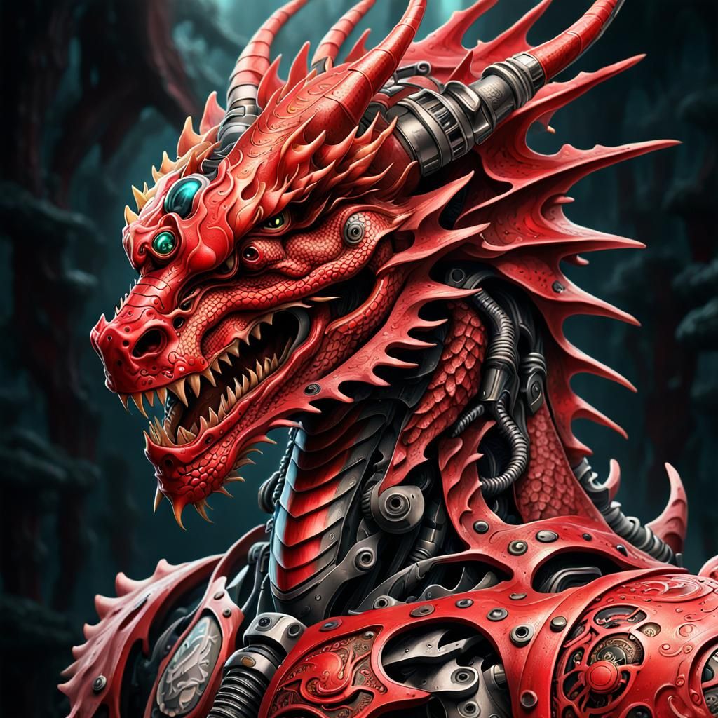 Mechanical red dragon
