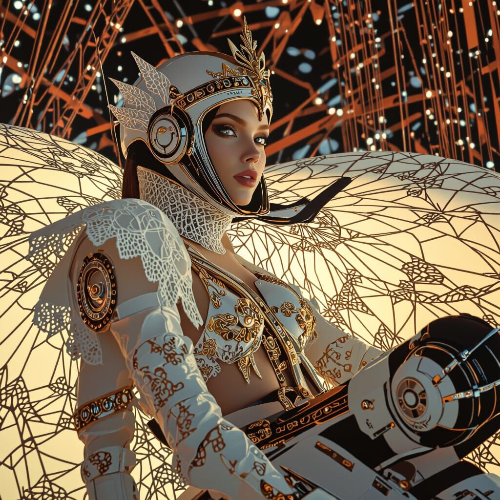 Royalty Aviatrix in Haute Couture, Lace-Punk Style