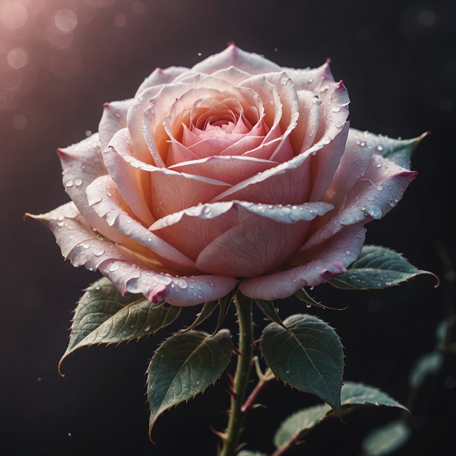 Filigree Fractal Rosebud in Pastel Ink