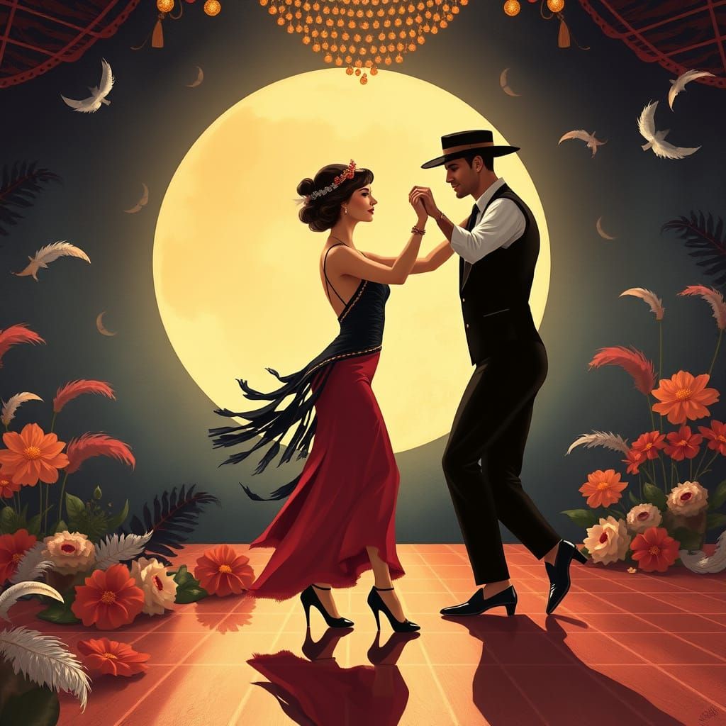 Flapper Dancers in Art Deco Splendor