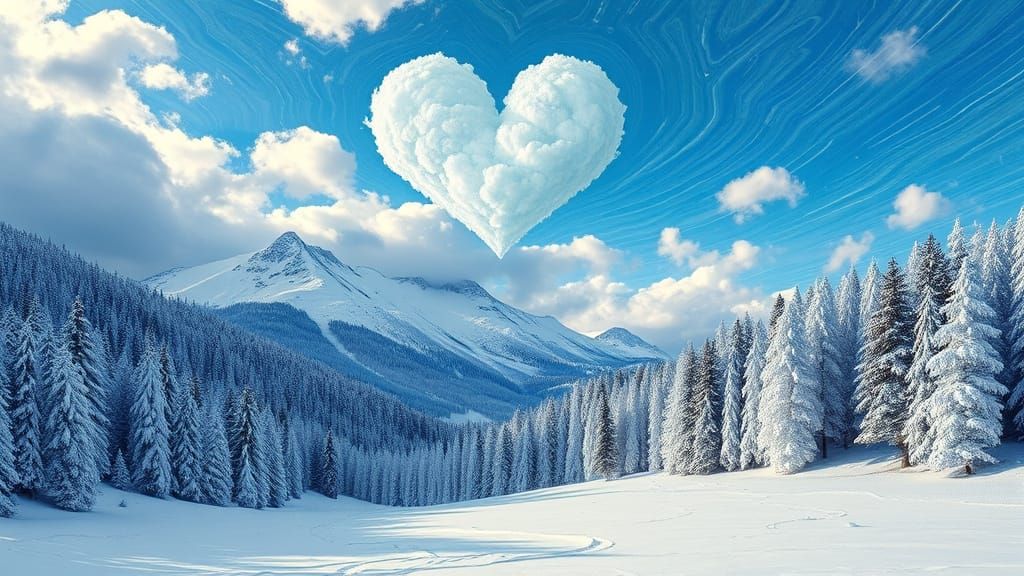 Snowy Mountain Landscape in Van Gogh Style