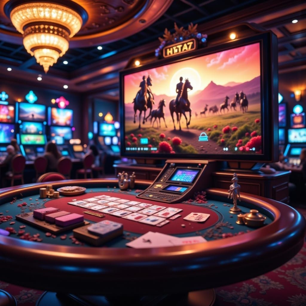 High Stakes Poker Game in Las Vegas Casino with Horse Racing...