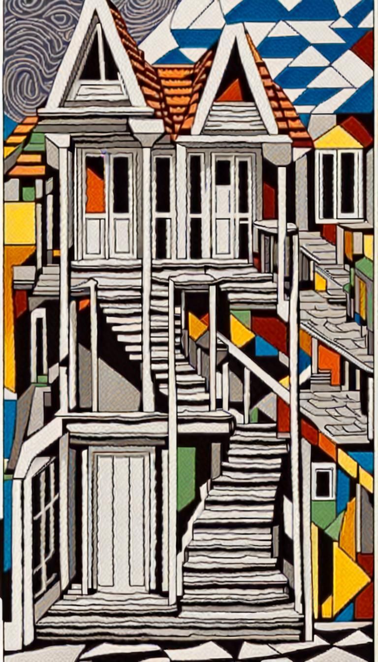 Surreal Optical Illusion Inspired by Escher and Picasso