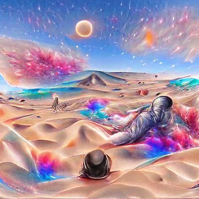 Desert Awakening: Holographic Astral Cosmic Illustration
