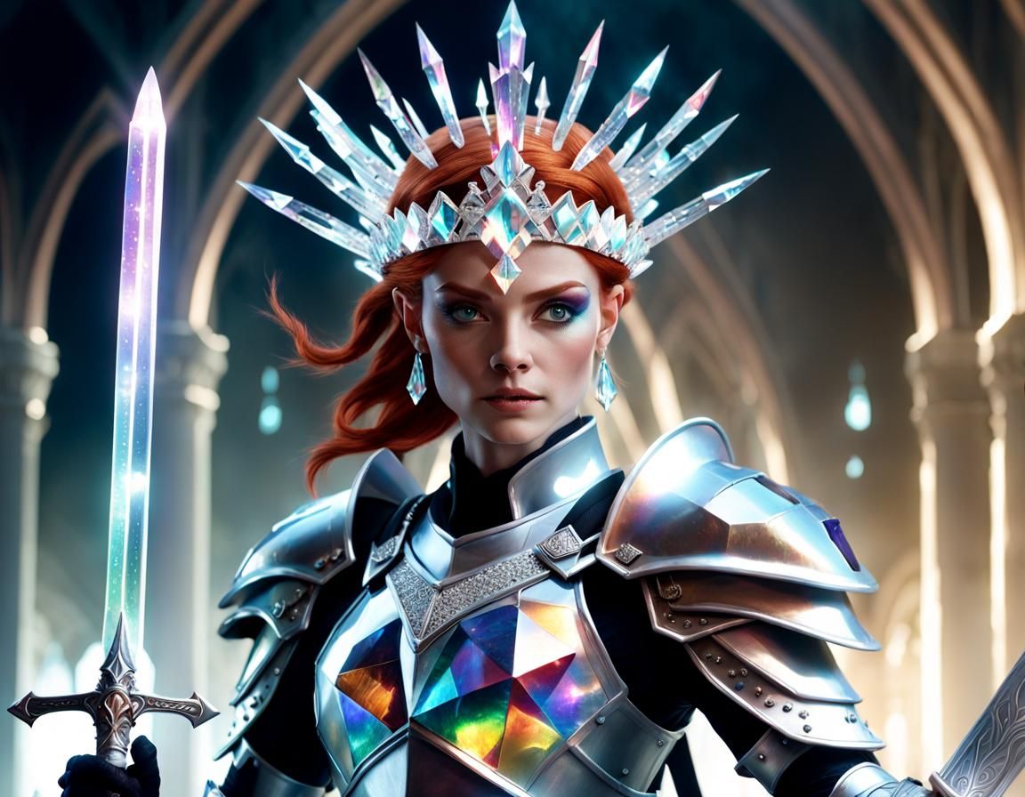 Iridescent Alien Knight Warrior with Crystal Sword