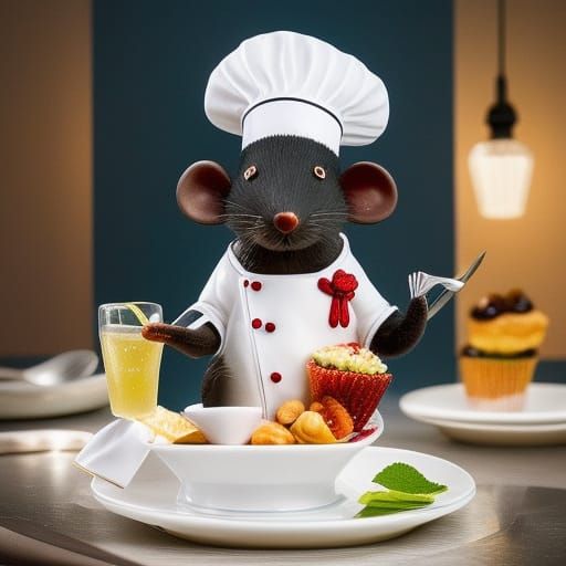 Cute Mouse Chef Makes Dessert, Elemental Art