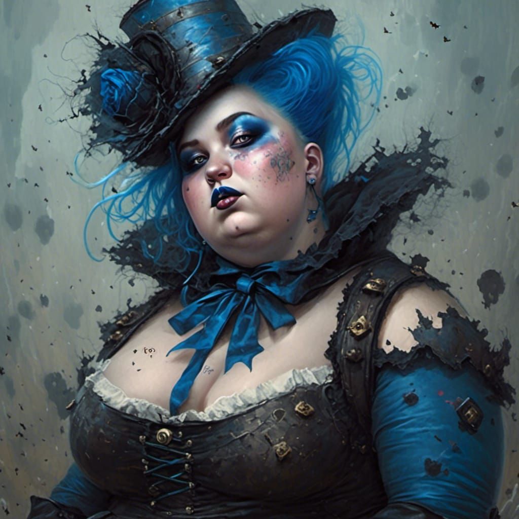 Steampunk Warrior with Shaved Head in Latex Outfit