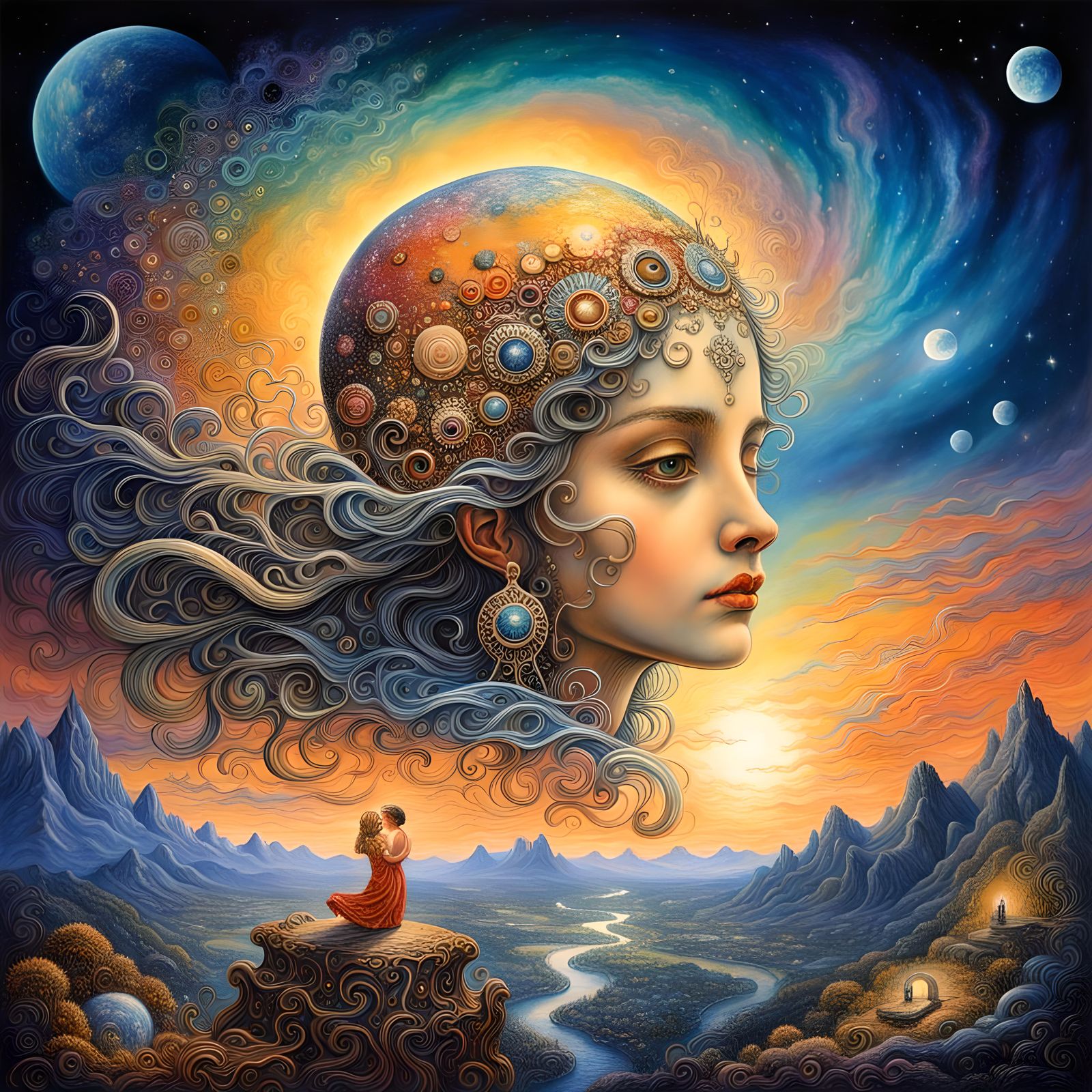 Galactic Gothic Moonscape in Hyperrealism Style