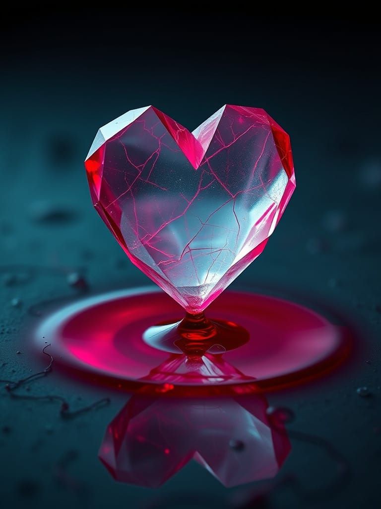 Crystal Heart of Ruby Glass