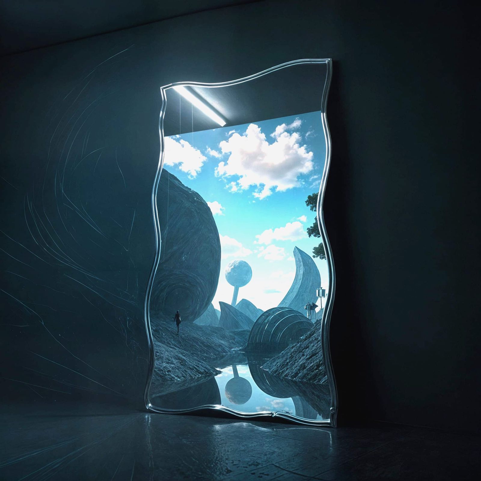 Mysterious Mirror Portal to Surreal Alternate Reality