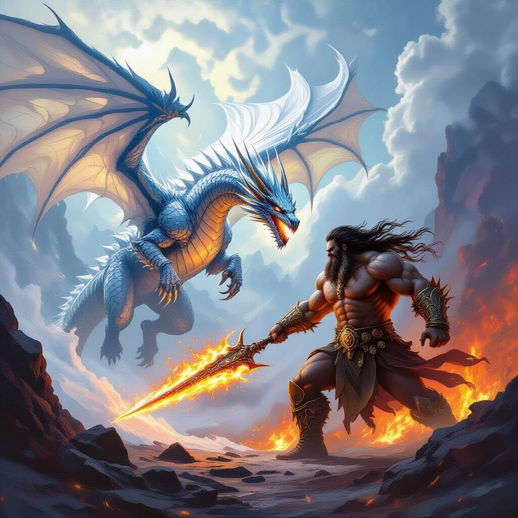 Ice Dragon vs Fire Giant in Epic Battle