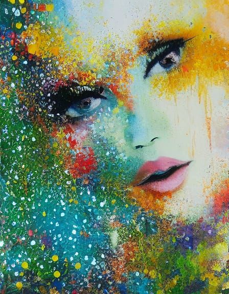 Anime Goddess of the Sun Portrait as Impressionism Painting