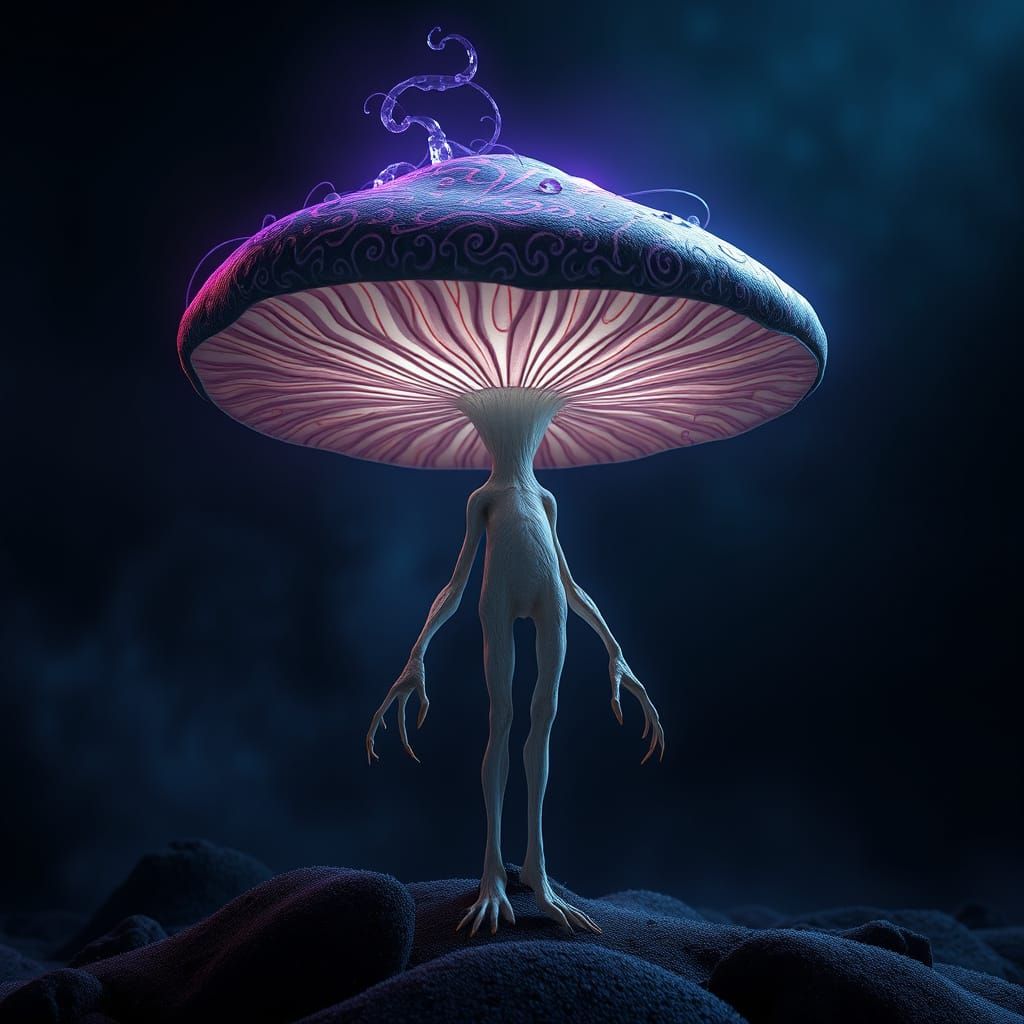 Mystical Mushroom Creature in a Dreamlike Realm