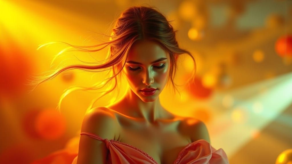 Introspective Woman in Surreal Cubist Landscape