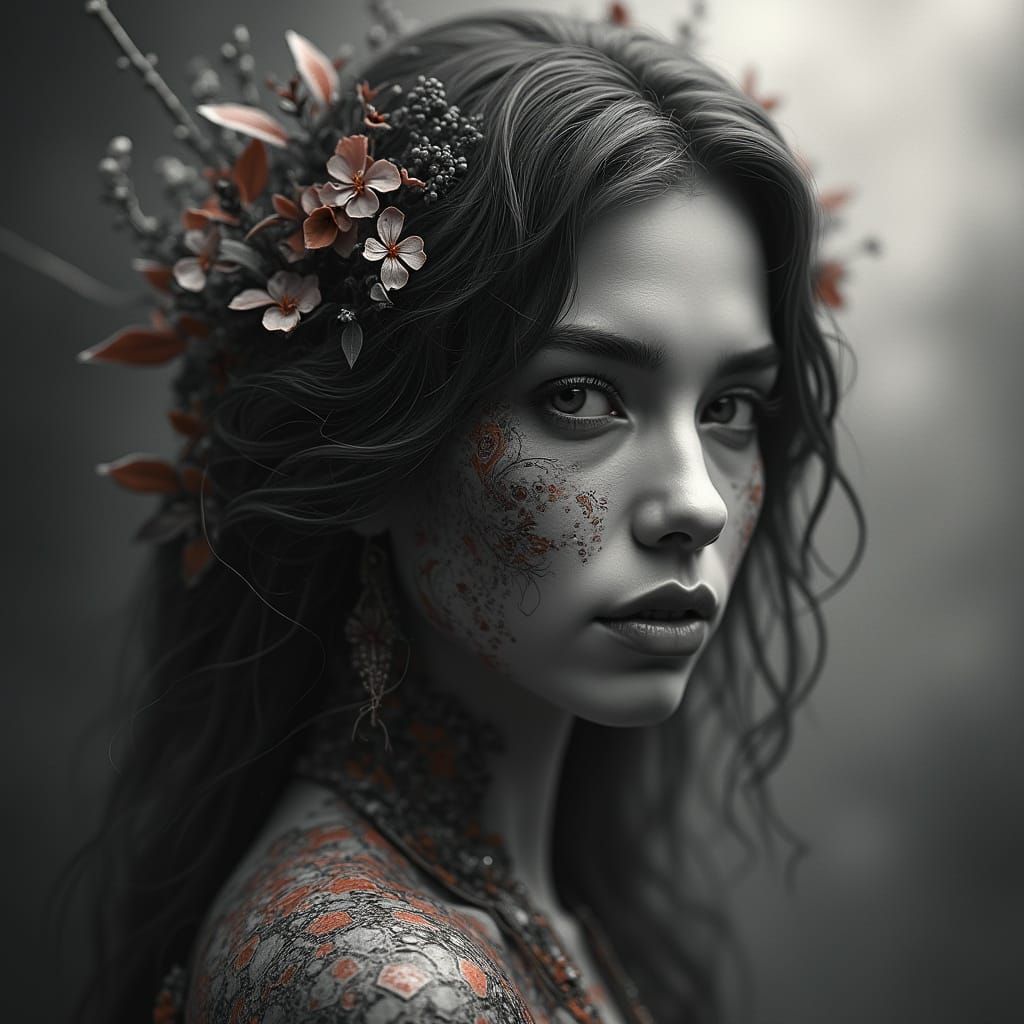 Ethereal Woman in Bloom