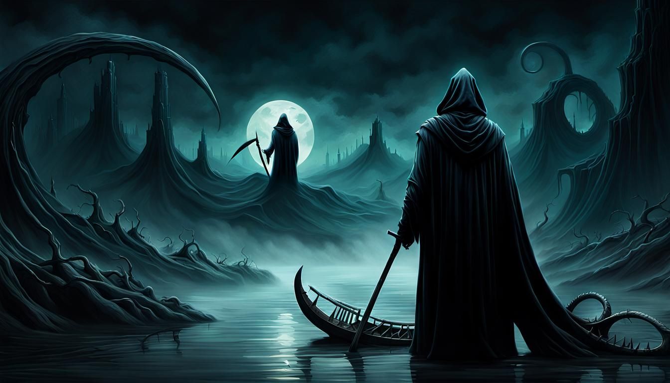 Grim Reaper on the River Styx in Purgatory