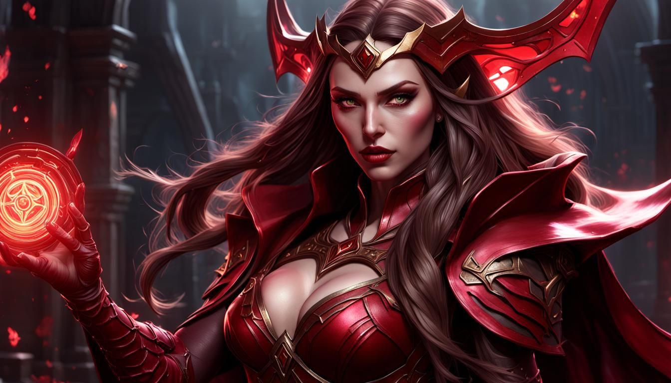 Scarlet Witch as WoW Character in Medieval Armor