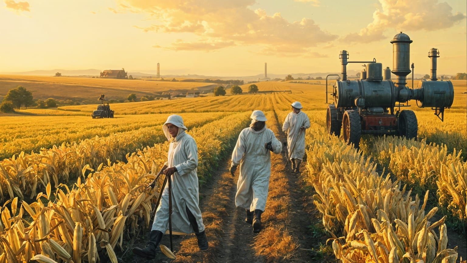 Mayonnaise Field Harvest in Dieselpunk Art Deco Style