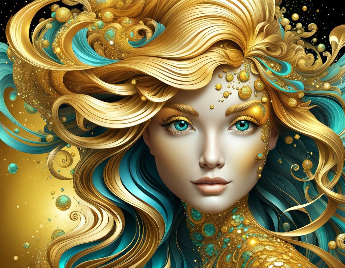 Psychedelic Mermaid Portrait in Cartoon Style