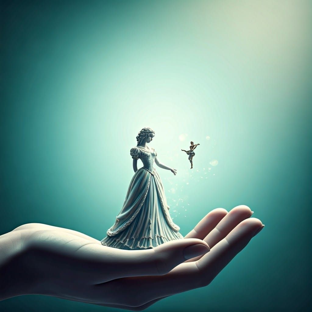 Enamel Figurine in Dreamlike Pastel Setting