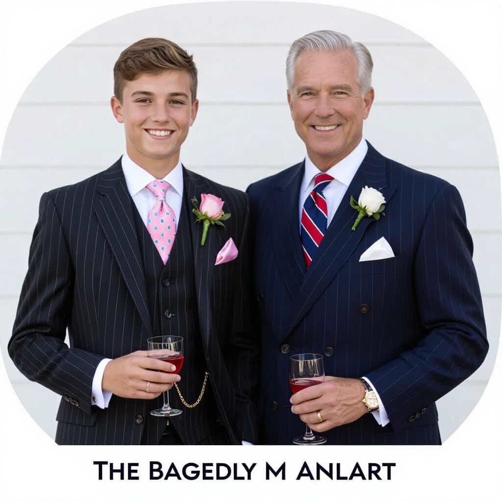 Teenage Boy and Older Man Enjoy Tea on Paris Balcony