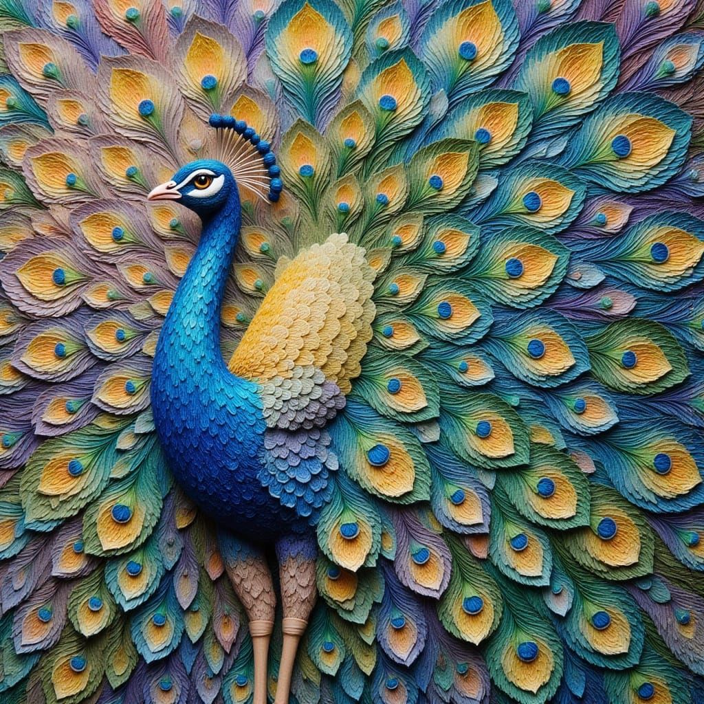 Peacock Needlepoint on Loom in Art Nouveau Style