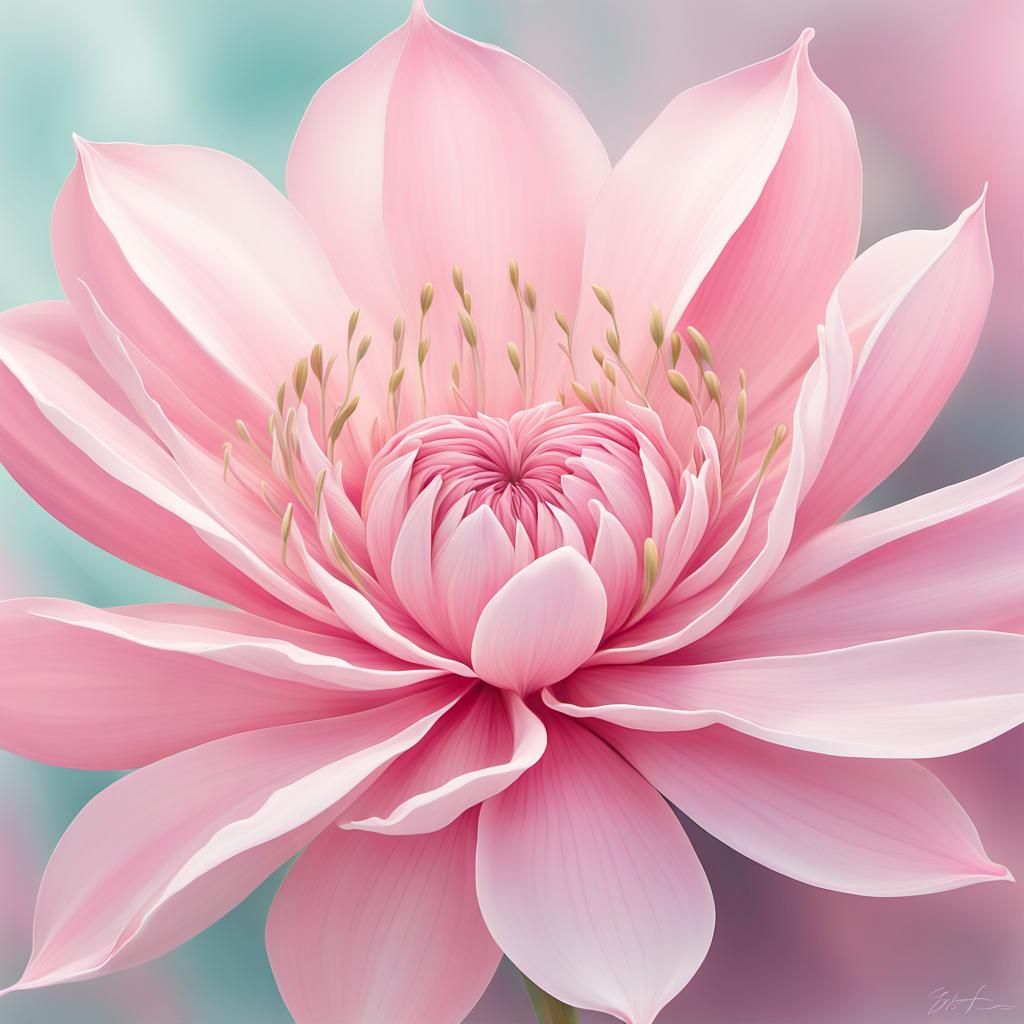 Pink Flowers in Digital Art Style