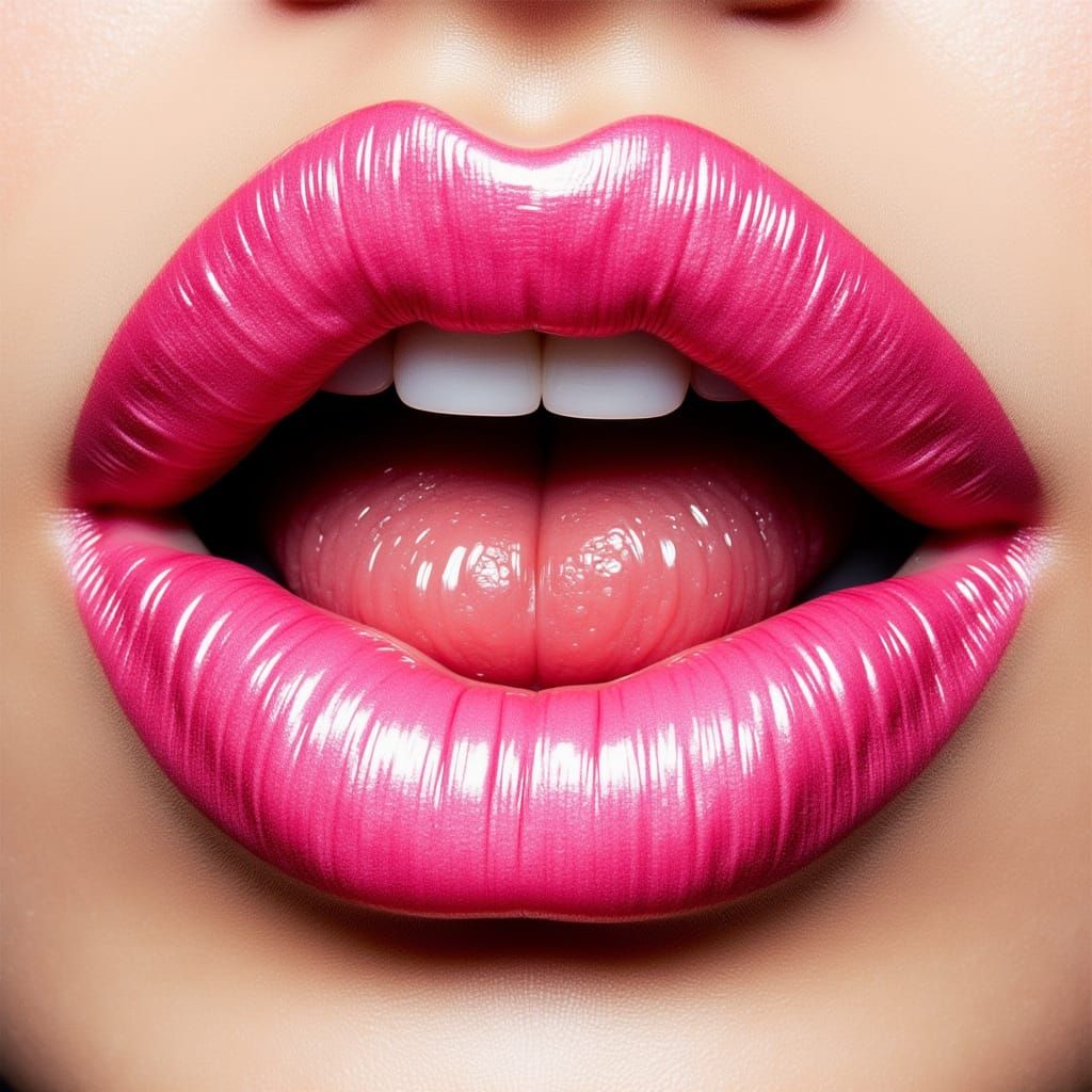 Pink Lip Pinup in Clockwork Nouveau Style