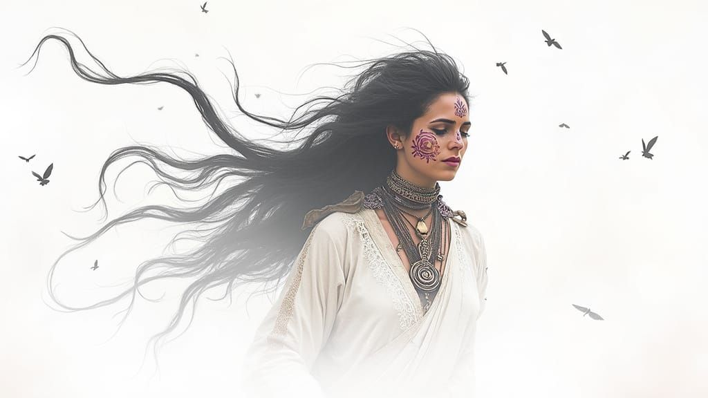 Mystical Shaman in Dark Environment: Surreal Art