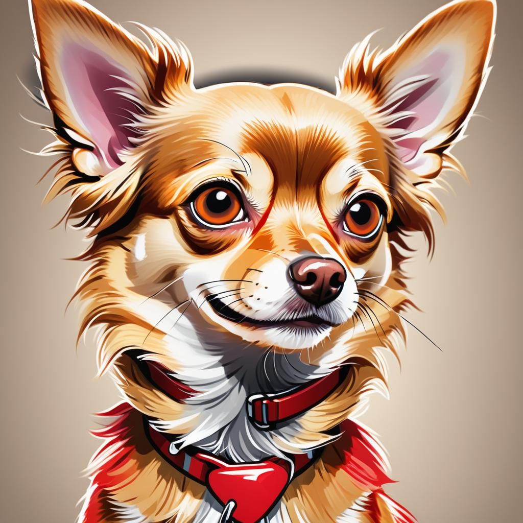 Cartoon Chihuahua Caricature with Exaggerated Features