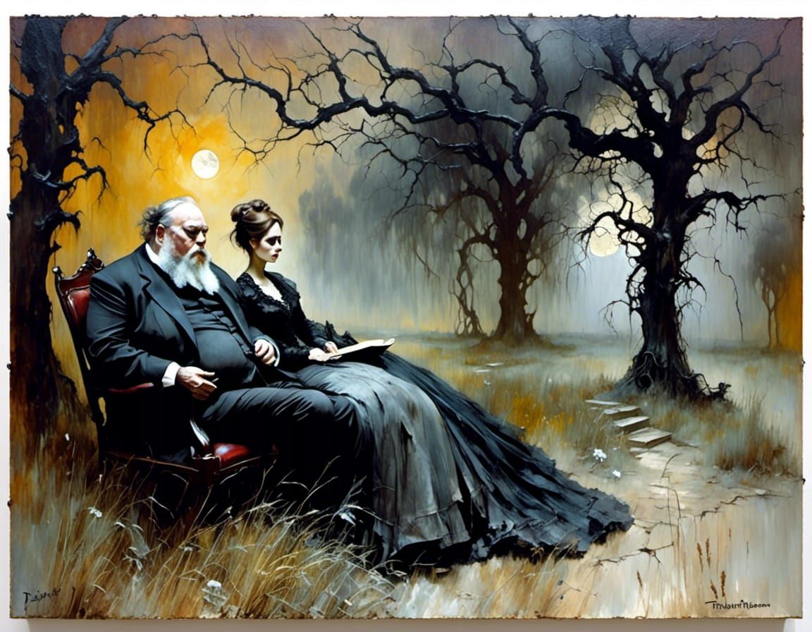 Eerie Gothic Mansion in Surreal Oil Painting Style