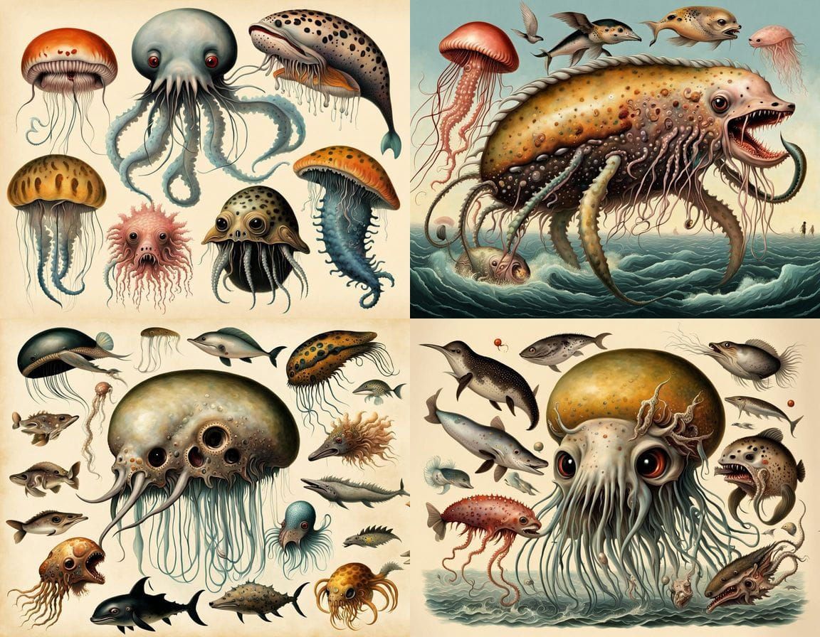 Horrific Mutant Zygote in Turner, Dali, Tapies Style