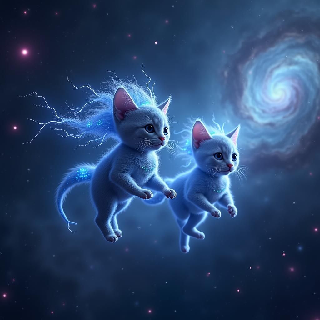 Tabby Cats Meet Electric Aliens in Space