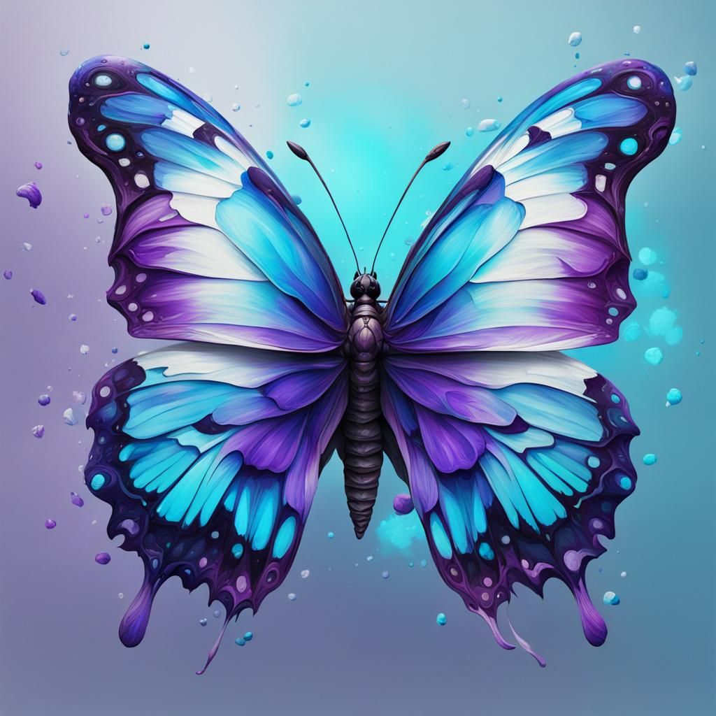 Colorful Butterfly on White Background: Detailed Matte Paint...