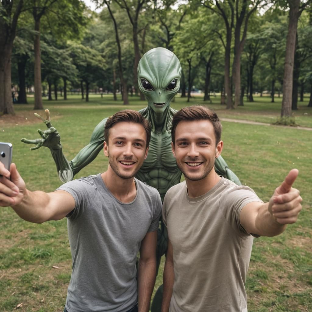Selfie Interrupted: Alien Encounter in the Park