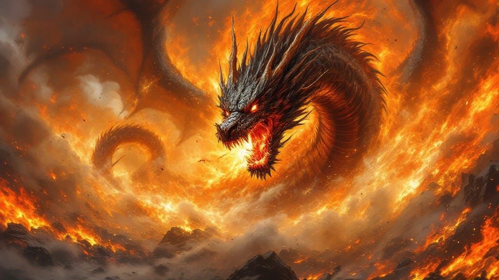 Furious Dragon Unleashes Rage in Apocalyptic Flames