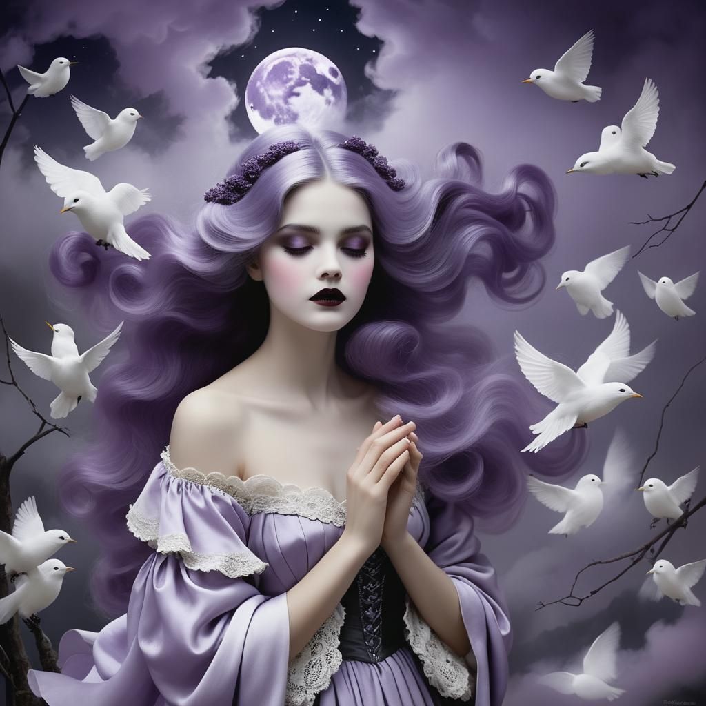 Ethereal Silhouettes in Lilac Hues