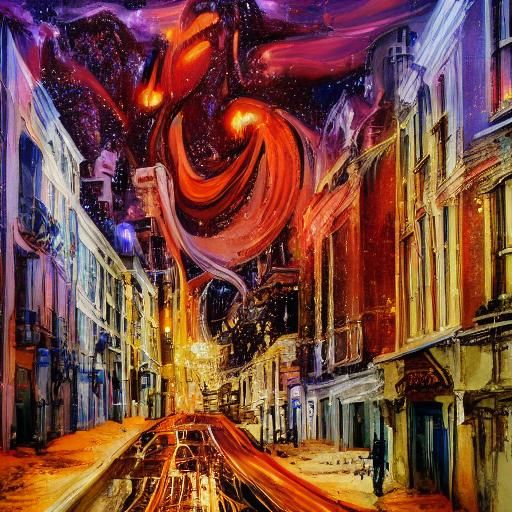 Futuristic Gold Walled City in Hyperrealistic Splash Art