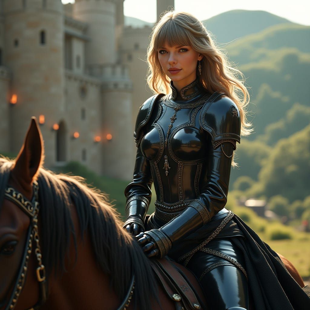 Medieval Fantasy Taylor Swift in Black Leather Armor