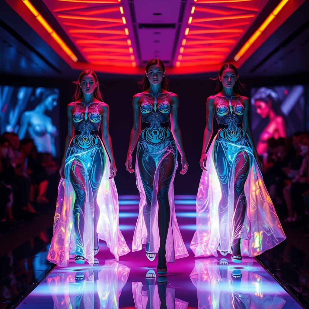 Cyberpunk Fashionistas Strut Down a Futuristic Catwalk