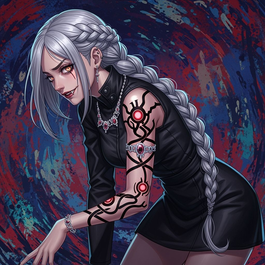 Cyberpunk Girl in Dynamic Stance with Glowing Eyes