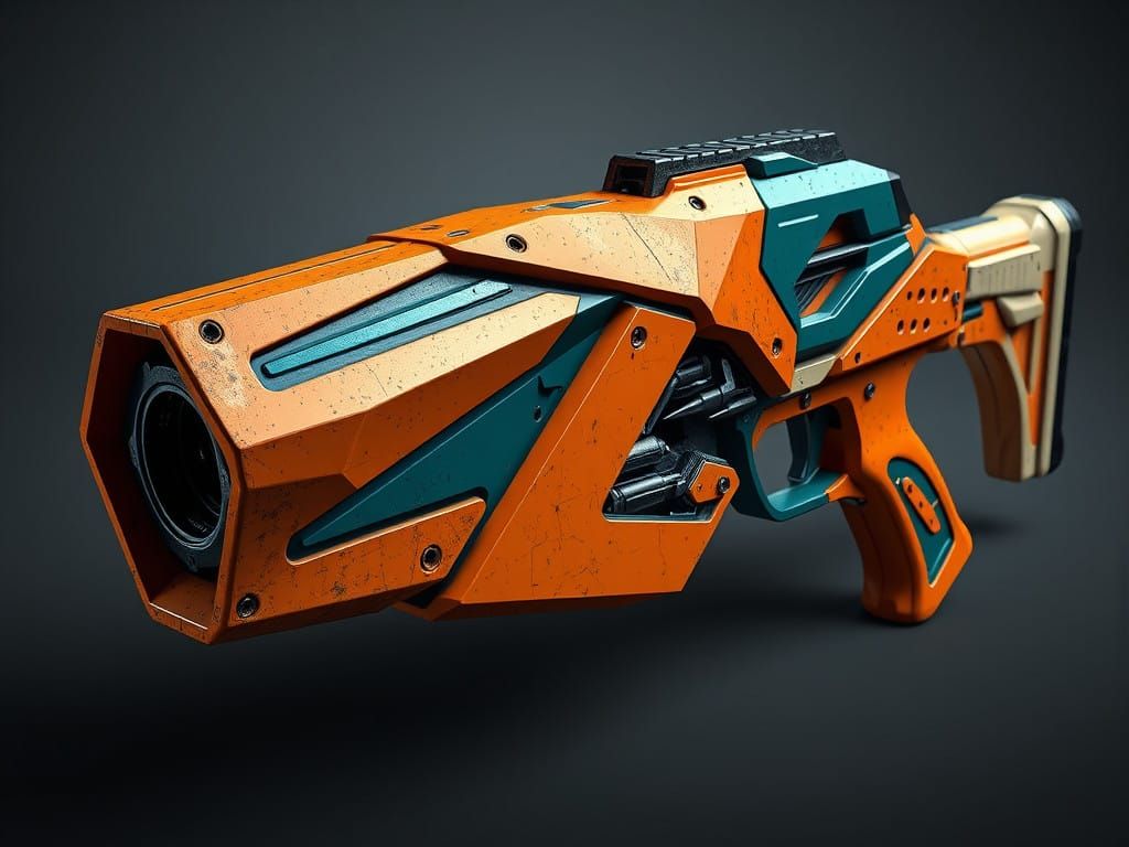 Hyper-Realistic Futuristic Minigun with Industrial Design Fl...