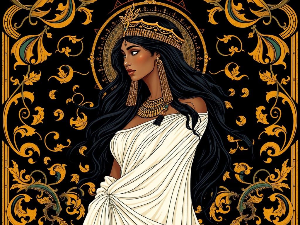 Elegant Egyptian Princess in Art Nouveau Style