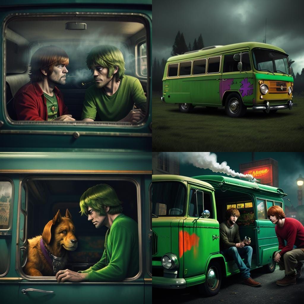 Shaggy and Scooby Smoking Weed, Hyperrealistic