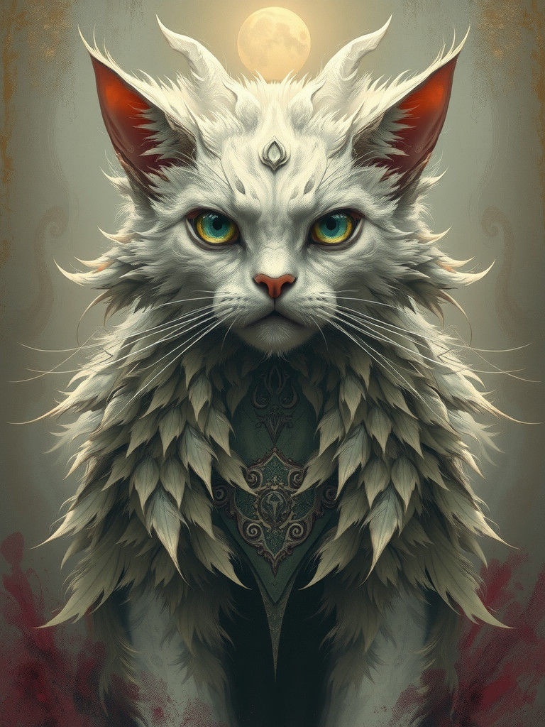 Mystical Cat Creature in Vintage Punk Artwork
