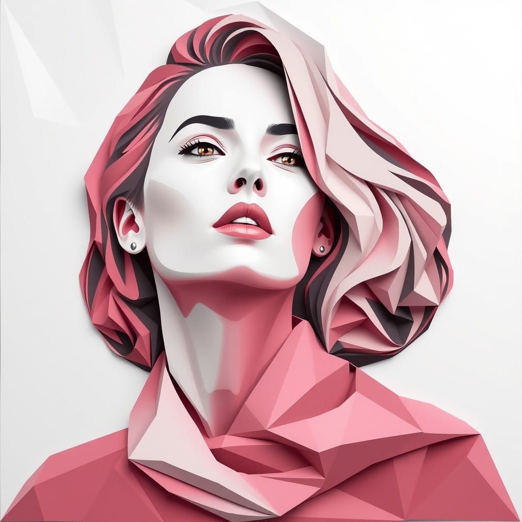 Woman in Cubist 3D Style