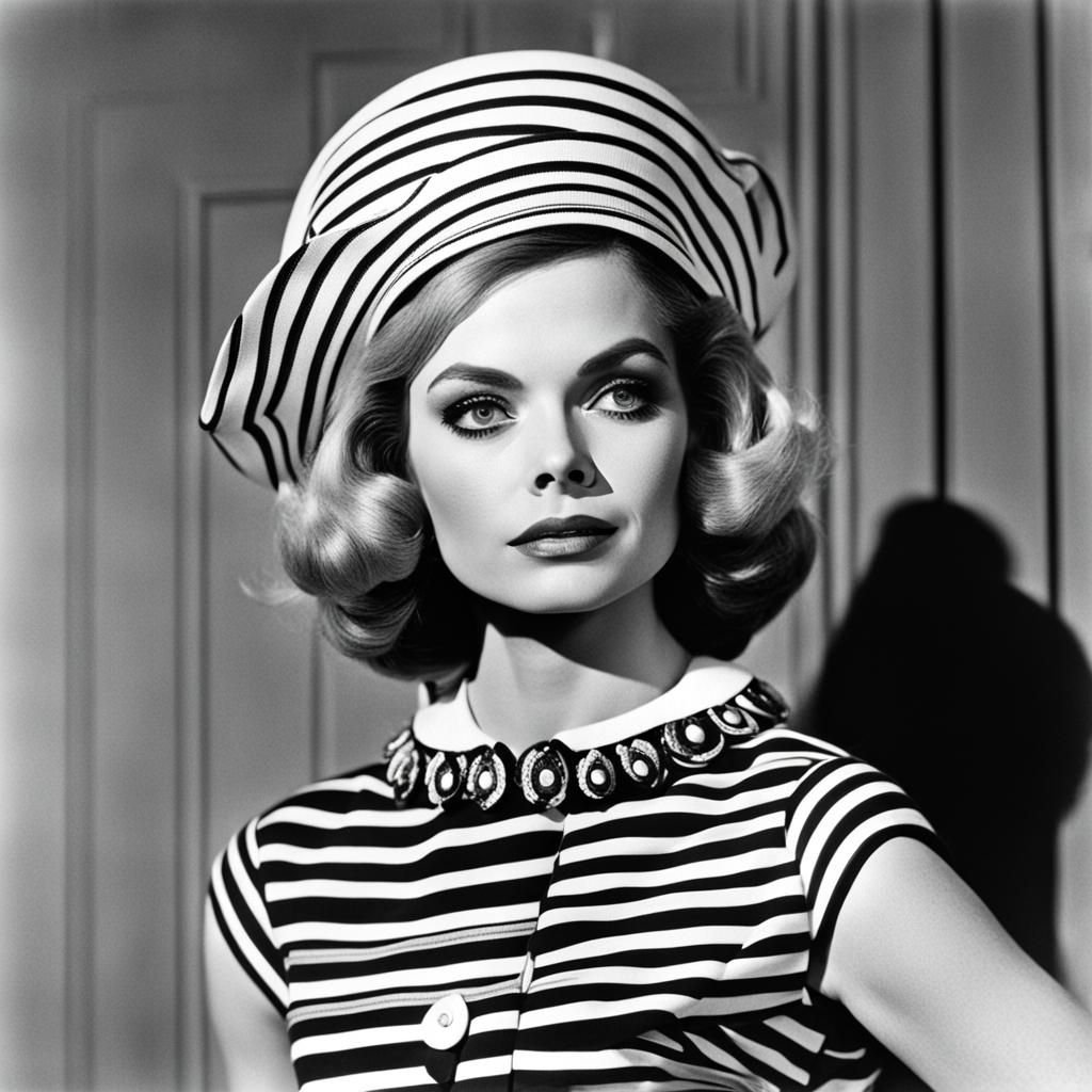 Barbara Bain in 1960s Dress with Red Accents