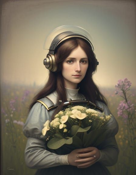 Ethereal Astronaut in a Garden of Blooms