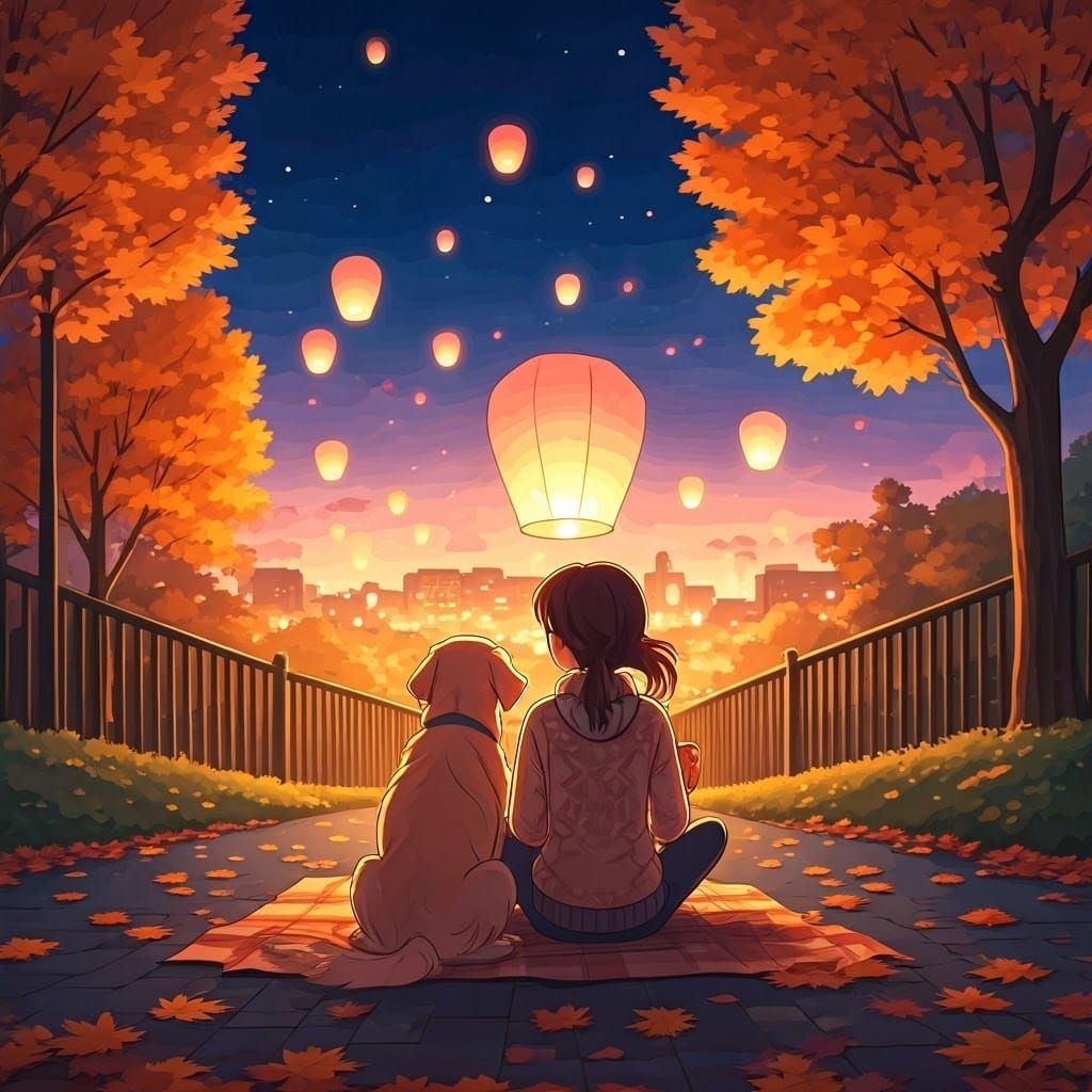 Autumn Lantern Festival: A Whimsical Watercolor Dream